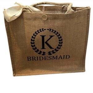 New "K" bridesmaid tote bag